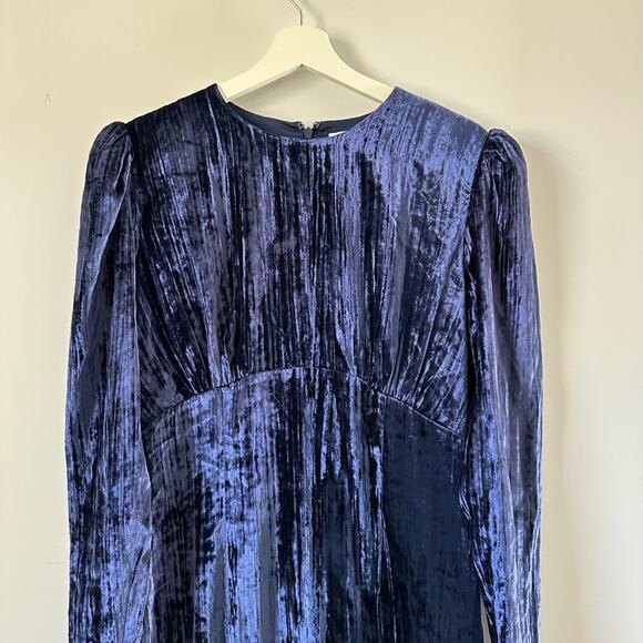 & Other Stores Crushed Velvet Navy Blue Mini Dress size 10 - Picture 8 of 13